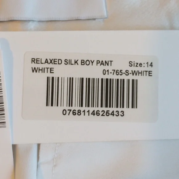 NWT Michael Lo Sordo Relaxed Silk Boy Pant 10 Wide Leg White - Picture 8 of 16